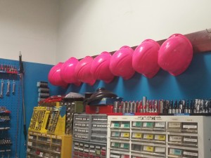 pink hard hats