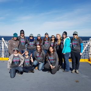 TRU Women in Trades staff and students on the HMCS Regina